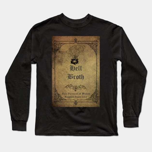 Hell Broth Apothecary Ingredient Bottle Label Long Sleeve T-Shirt by Wanderer Bat